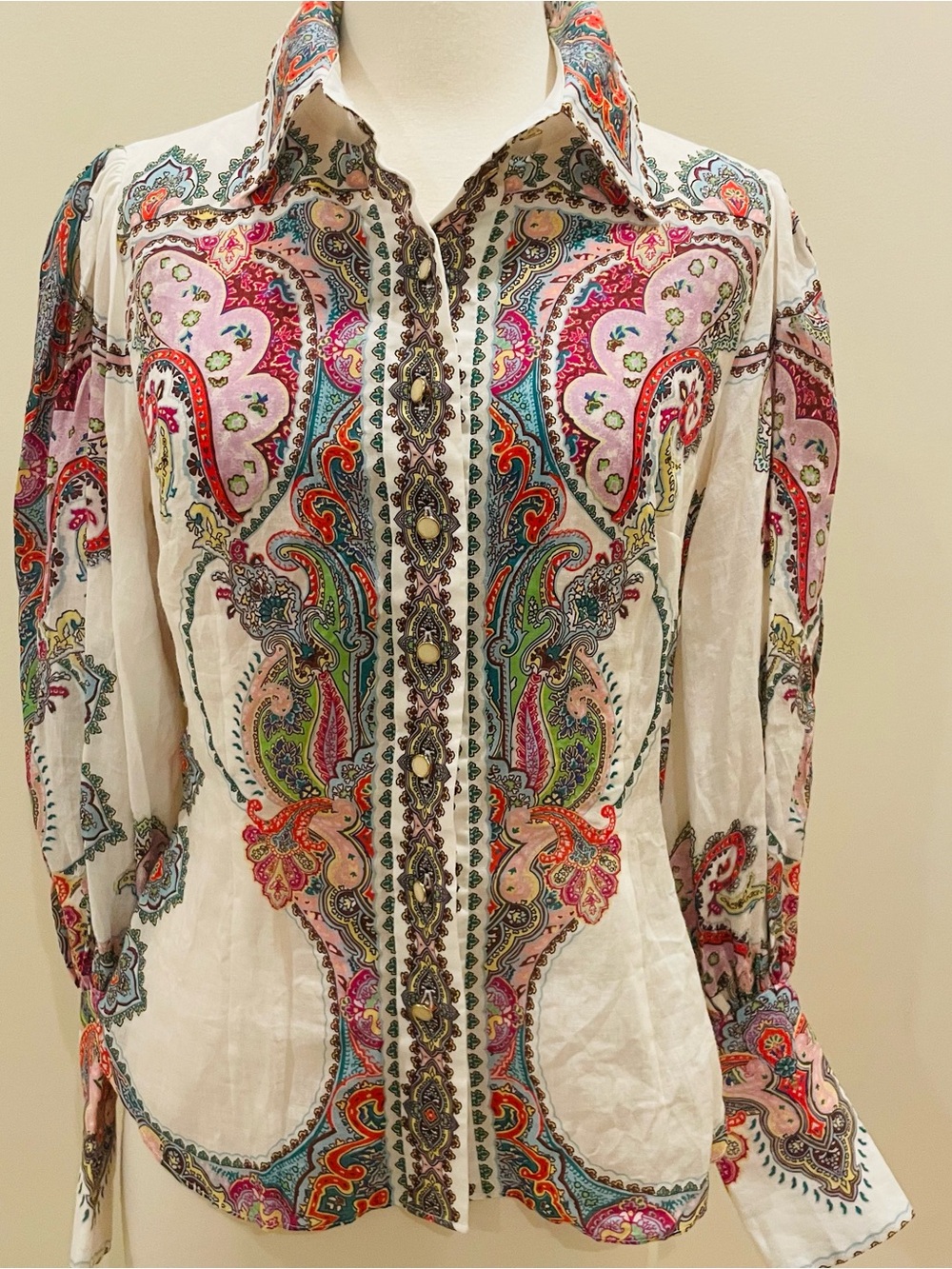 Zimmermann White Top with Multicolor Paisley pattern